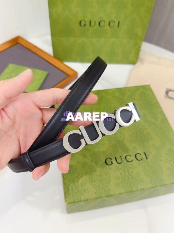 Replica Gucci Logo Buckle Thin Belt Leather 751600 12