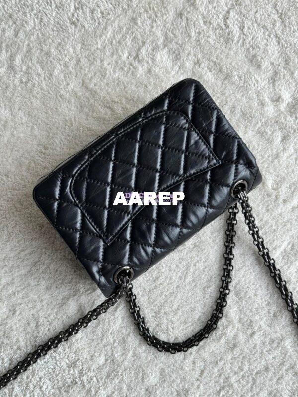 Replica Chanel Reissue 2.55 Small Flap Bag in Aged Calfskin All Black 9