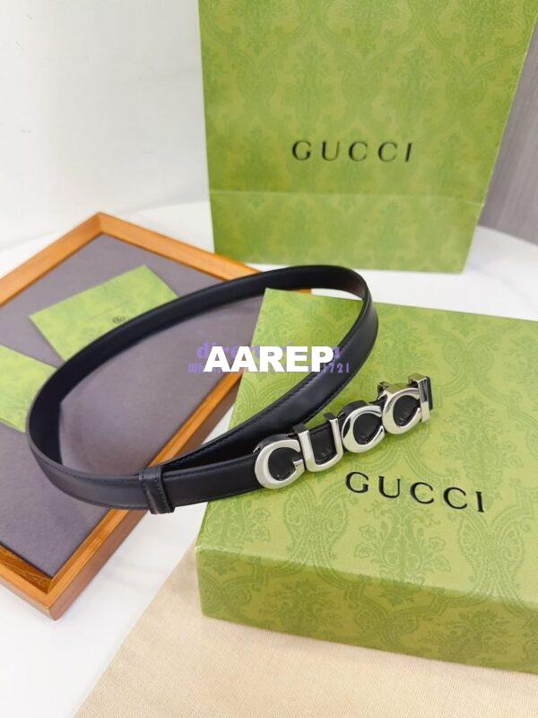 Replica Gucci Logo Buckle Thin Belt Leather 751600 14