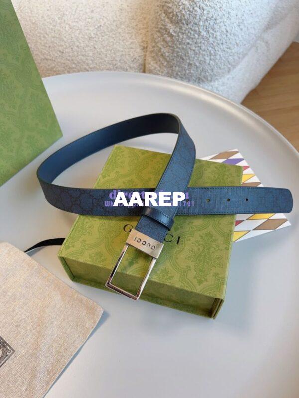 Replica Gucci GG Supreme 35mm Canvas Belt with Rectangular Buckle 722370 17