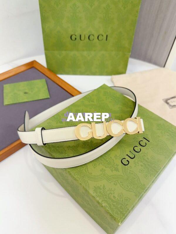 Replica Gucci Logo Buckle Thin Belt Leather 751600 16