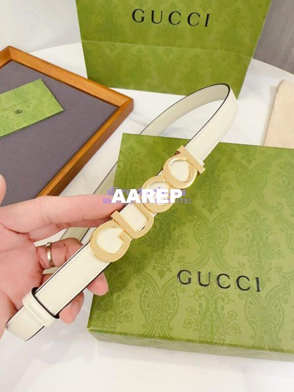 Replica Gucci Logo Buckle Thin Belt Leather 751600 18