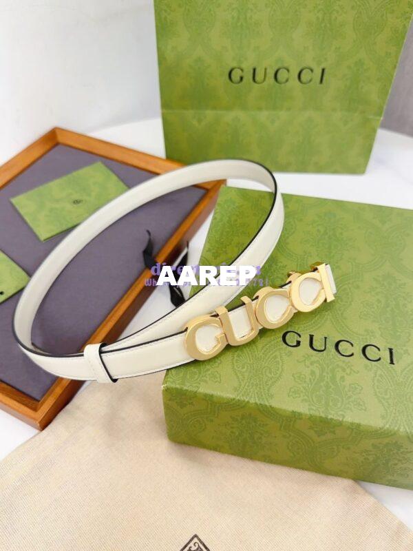Replica Gucci Logo Buckle Thin Belt Leather 751600 20