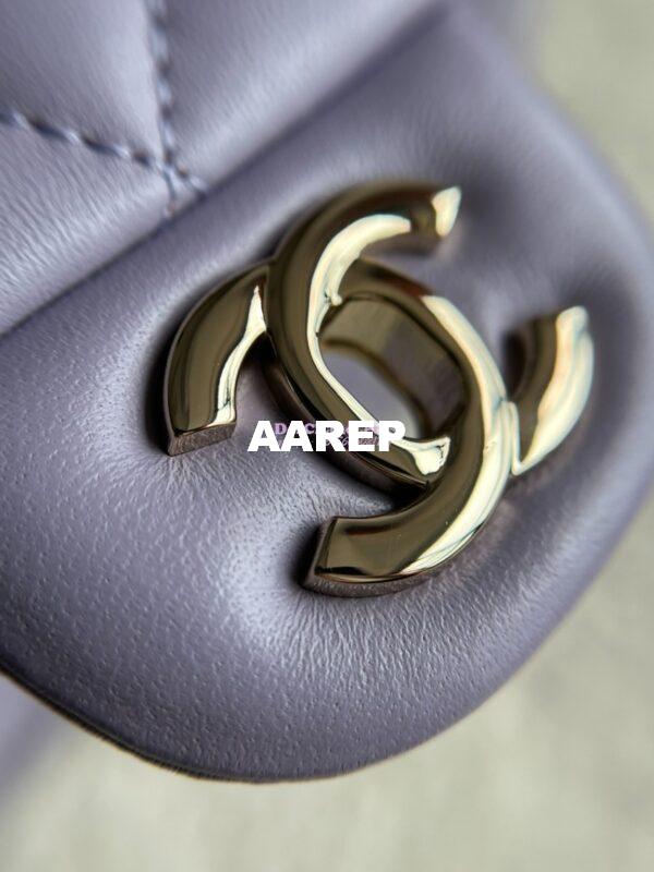 Replica Chanel Mini Flap Bag With Top Handle AS2431 in Lambskin Lilac with Light Gold Hardware 6