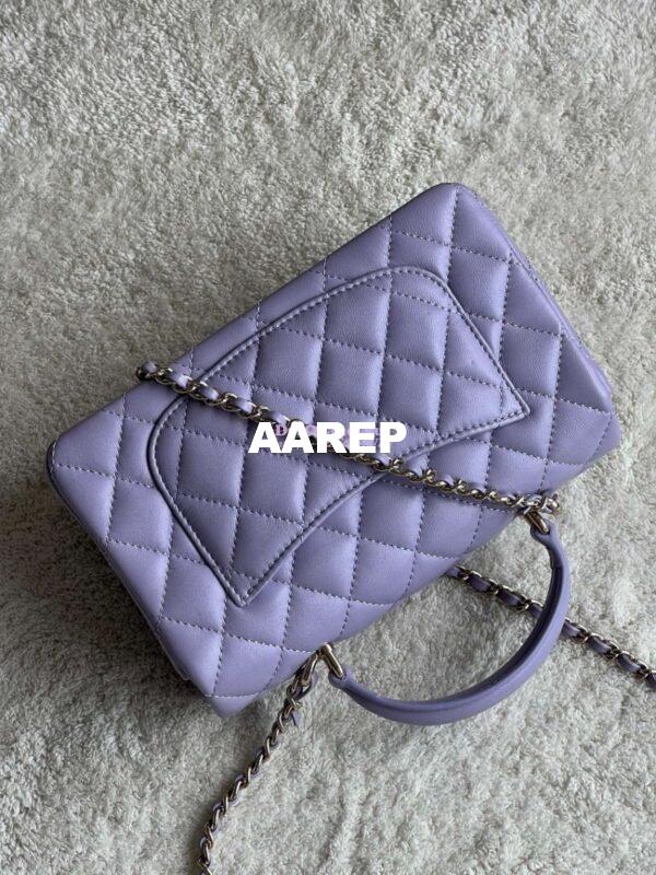 Replica Chanel Mini Flap Bag With Top Handle AS2431 in Lambskin Lilac with Light Gold Hardware 8