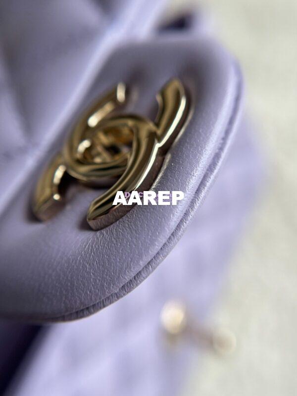 Replica Chanel Mini Flap Bag With Top Handle AS2431 in Lambskin Lilac with Light Gold Hardware 11