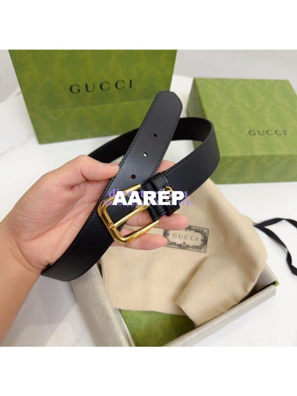 Replica Gucci Belt With Square Buckle And Interlocking G 673921 Black Leather 6