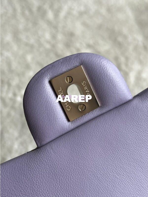Replica Chanel Mini Flap Bag With Top Handle AS2431 in Lambskin Lilac with Light Gold Hardware 13