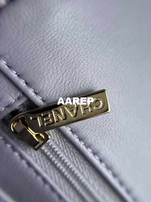 Replica Chanel Mini Flap Bag With Top Handle AS2431 in Lambskin Lilac with Light Gold Hardware 14