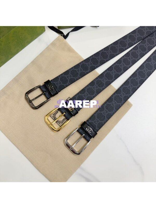 Replica Gucci Belt With Interlocking G Detail GG Supreme Black 673921 3