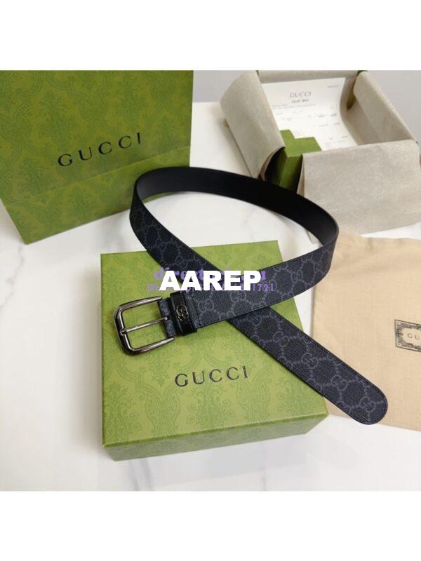 Replica Gucci Belt With Interlocking G Detail GG Supreme Black 673921 4