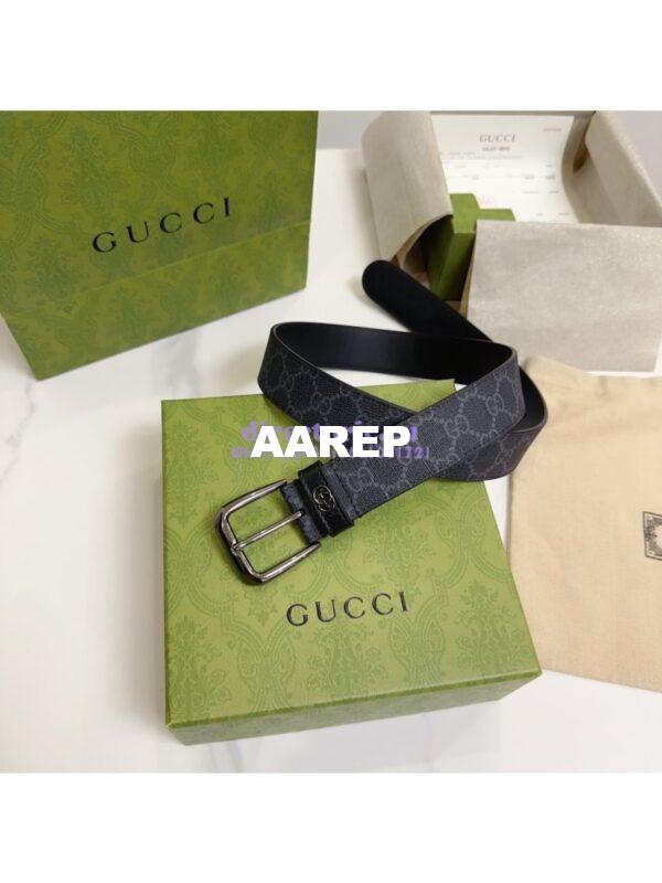 Replica Gucci Belt With Interlocking G Detail GG Supreme Black 673921 5