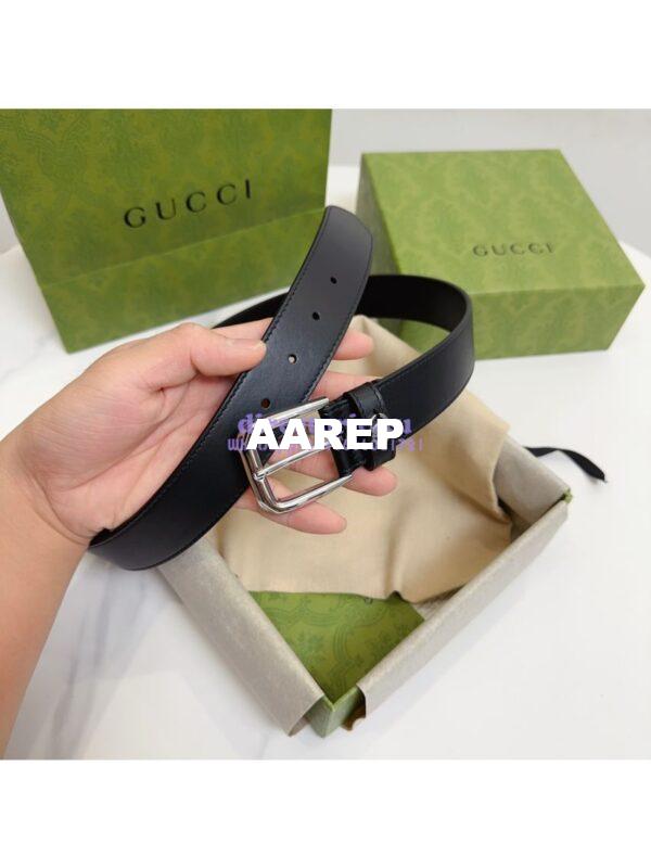 Replica Gucci Belt With Square Buckle And Interlocking G 673921 Black Leather 13