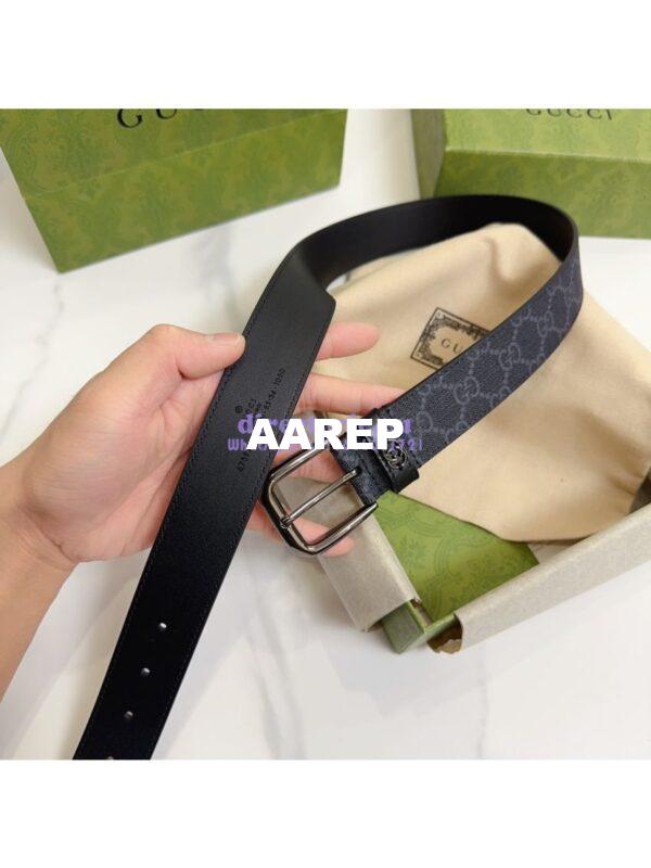 Replica Gucci Belt With Interlocking G Detail GG Supreme Black 673921 7