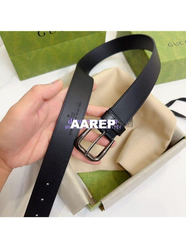Replica Gucci Belt With Square Buckle And Interlocking G 673921 Black Leather 18