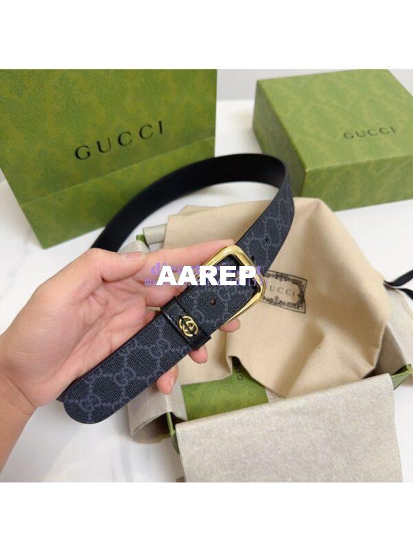 Replica Gucci Belt With Interlocking G Detail GG Supreme Black 673921 14