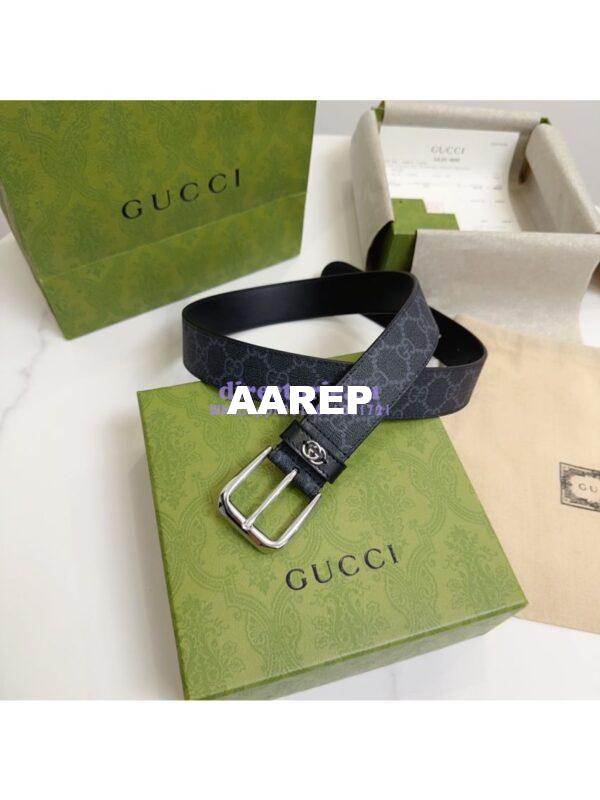 Replica Gucci Belt With Interlocking G Detail GG Supreme Black 673921 16
