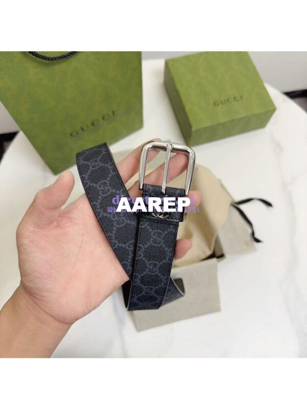 Replica Gucci Belt With Interlocking G Detail GG Supreme Black 673921 17