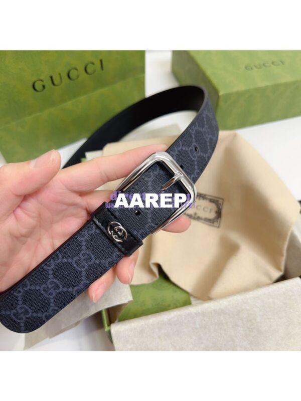 Replica Gucci Belt With Interlocking G Detail GG Supreme Black 673921 18