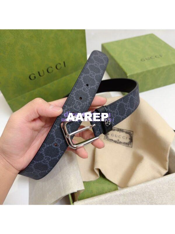 Replica Gucci Belt With Interlocking G Detail GG Supreme Black 673921 19