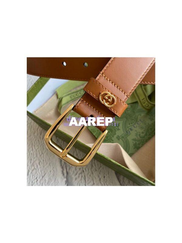 Replica Gucci Smooth Leather Belt with square buckle and Interlocking G 673921 11
