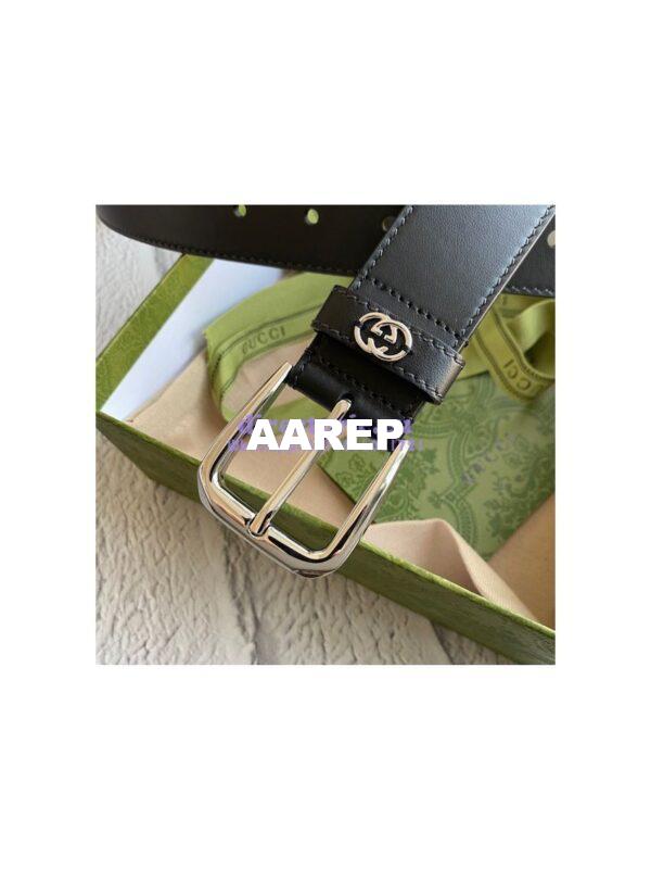 Replica Gucci Smooth Leather Belt with square buckle and Interlocking G 673921 14