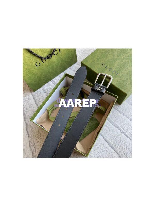Replica Gucci Smooth Leather Belt with square buckle and Interlocking G 673921 15