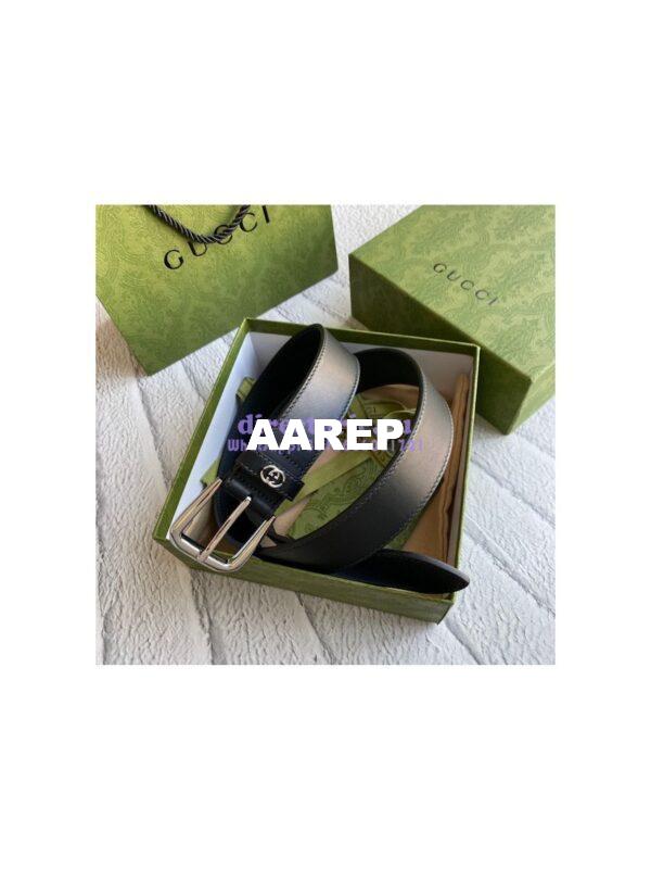 Replica Gucci Smooth Leather Belt with square buckle and Interlocking G 673921 16