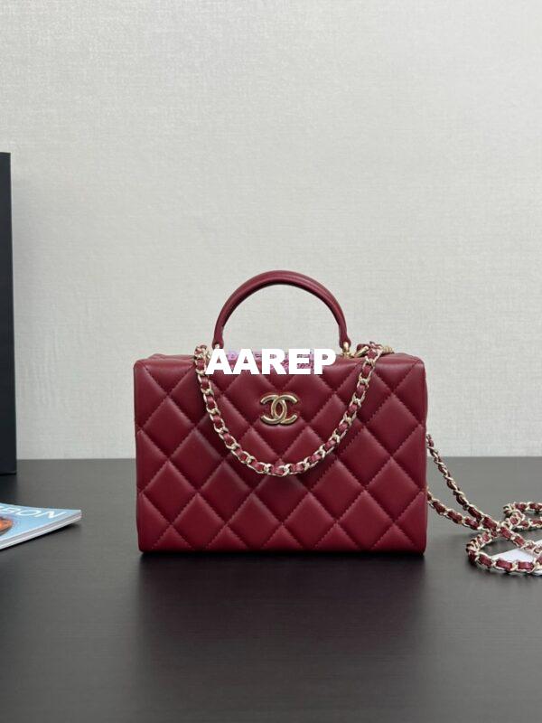Replica Chanel Small Box Bag Lambskin AS5167 Burgundy 2