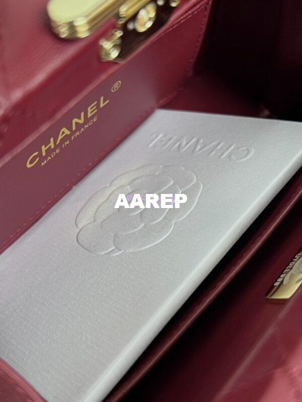 Replica Chanel Small Box Bag Lambskin AS5167 Burgundy 6