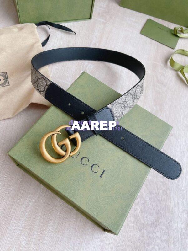 Replica Gucci GG Belt with Double G Buckle 625839 Black