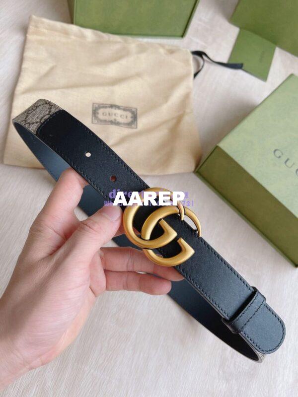 Replica Gucci GG Belt with Double G Buckle 625839 Black 3