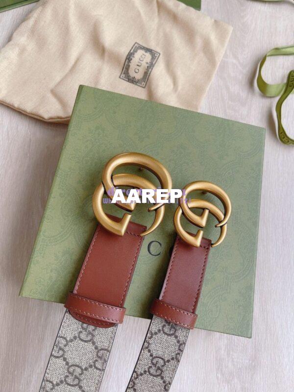Replica Gucci GG Belt with Double G Buckle 625839 Brown