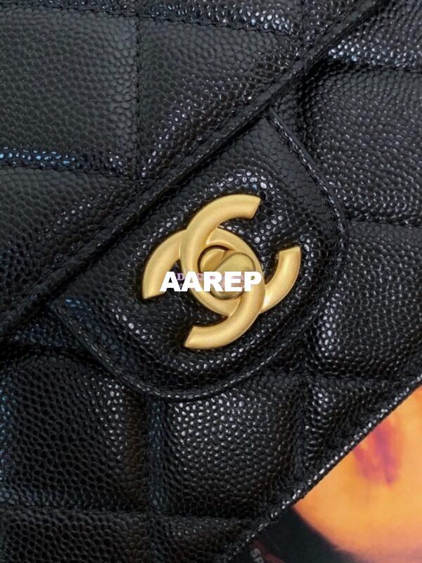 Replica Chanel 24K Flap Bag With Top Handle Grained Shiny Calfskin AS5165 Black 5
