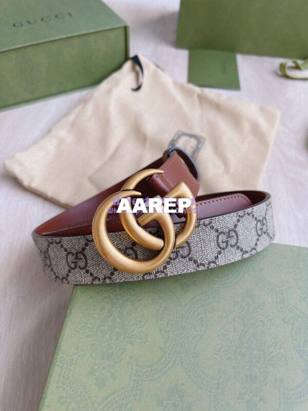 Replica Gucci GG Belt with Double G Buckle 625839 Brown 2