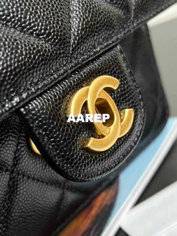 Replica Chanel 24K Flap Bag With Top Handle Grained Shiny Calfskin AS5165 Black 6