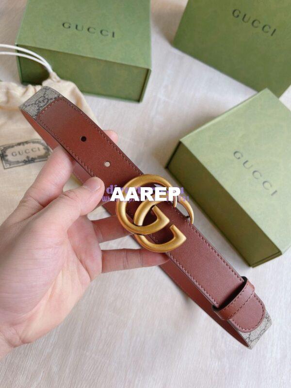 Replica Gucci GG Belt with Double G Buckle 625839 Brown 3