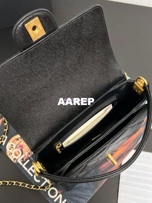 Replica Chanel 24K Flap Bag With Top Handle Grained Shiny Calfskin AS5165 Black 8