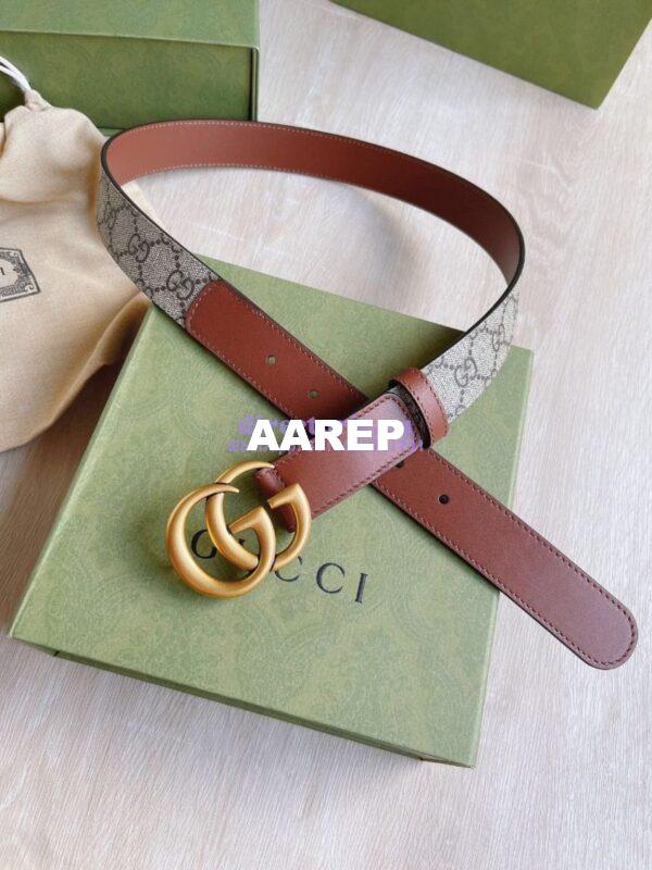 Replica Gucci GG Belt with Double G Buckle 625839 Brown 4
