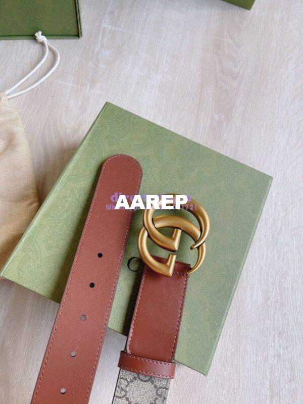 Replica Gucci GG Belt with Double G Buckle 625839 Brown 9