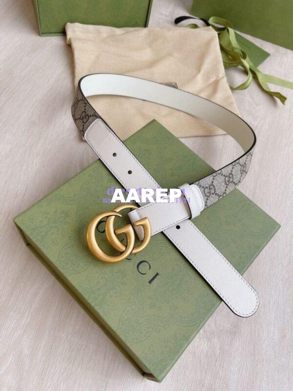 Replica Gucci GG Belt with Double G Buckle 625839 White