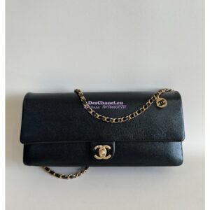 Replica Chanel 24K Maxi Clutch Bag Grained Shiny Calfskin AS5182 Black