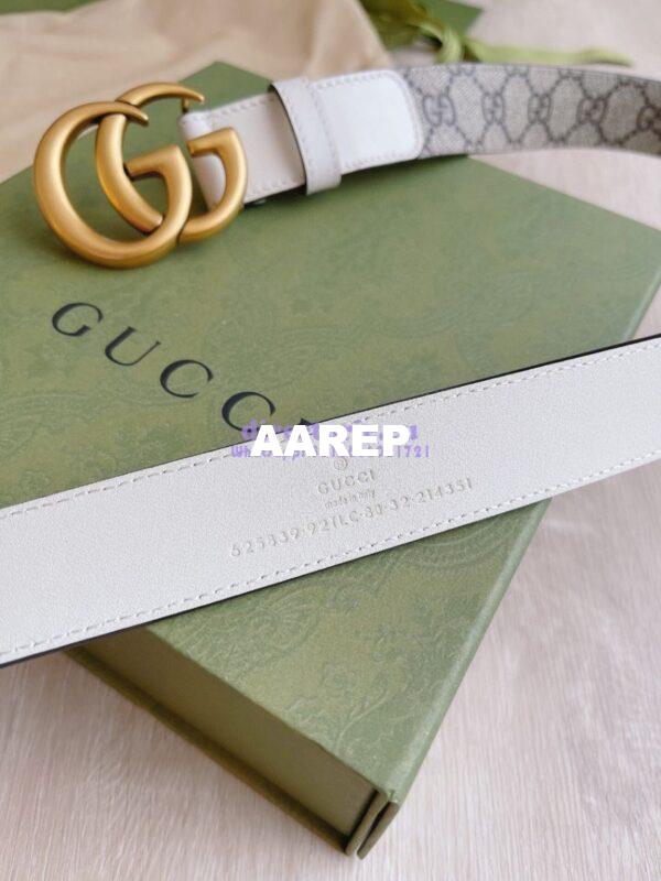 Replica Gucci GG Belt with Double G Buckle 625839 White 5