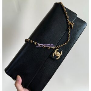 Replica Chanel 24K Maxi Clutch Bag Grained Shiny Calfskin AS5182 Black 2