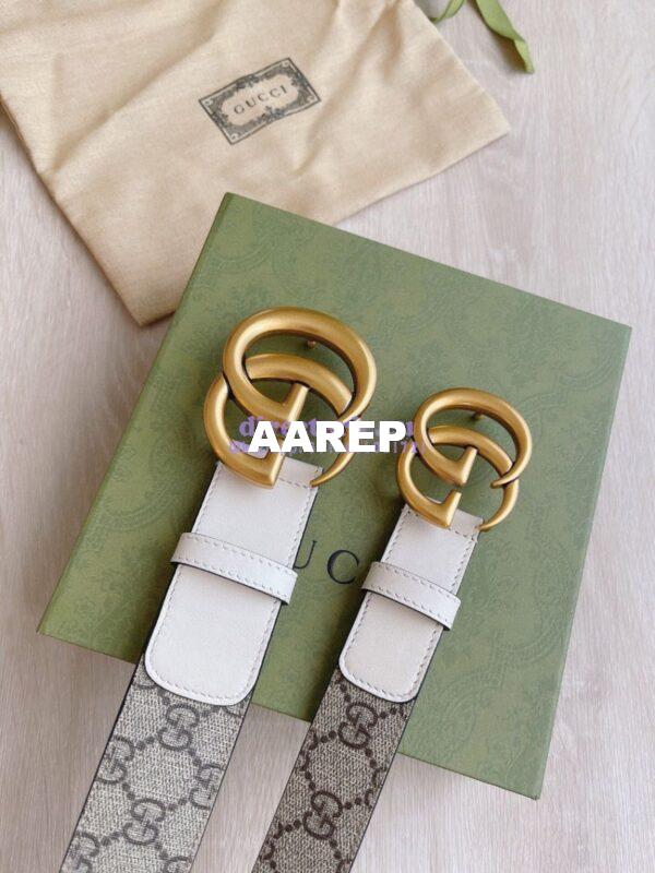 Replica Gucci GG Belt with Double G Buckle 625839 White 6