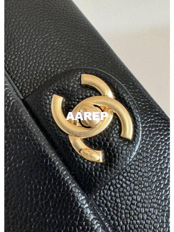 Replica Chanel 24K Maxi Clutch Bag Grained Shiny Calfskin AS5182 Black 4
