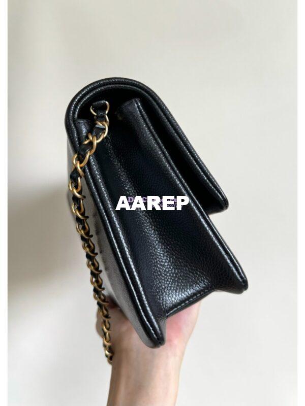 Replica Chanel 24K Maxi Clutch Bag Grained Shiny Calfskin AS5182 Black 5