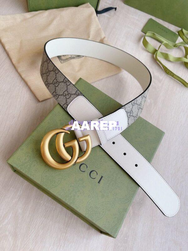 Replica Gucci GG Belt with Double G Buckle 625839 White 8