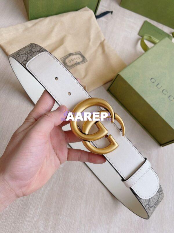 Replica Gucci GG Belt with Double G Buckle 625839 White 9