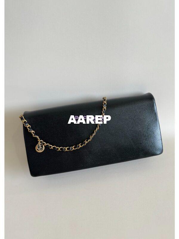 Replica Chanel 24K Maxi Clutch Bag Grained Shiny Calfskin AS5182 Black 10
